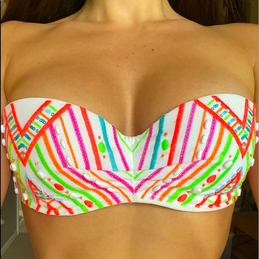 Victoria Secret Stunning Beaded Bandeau Bikini Top